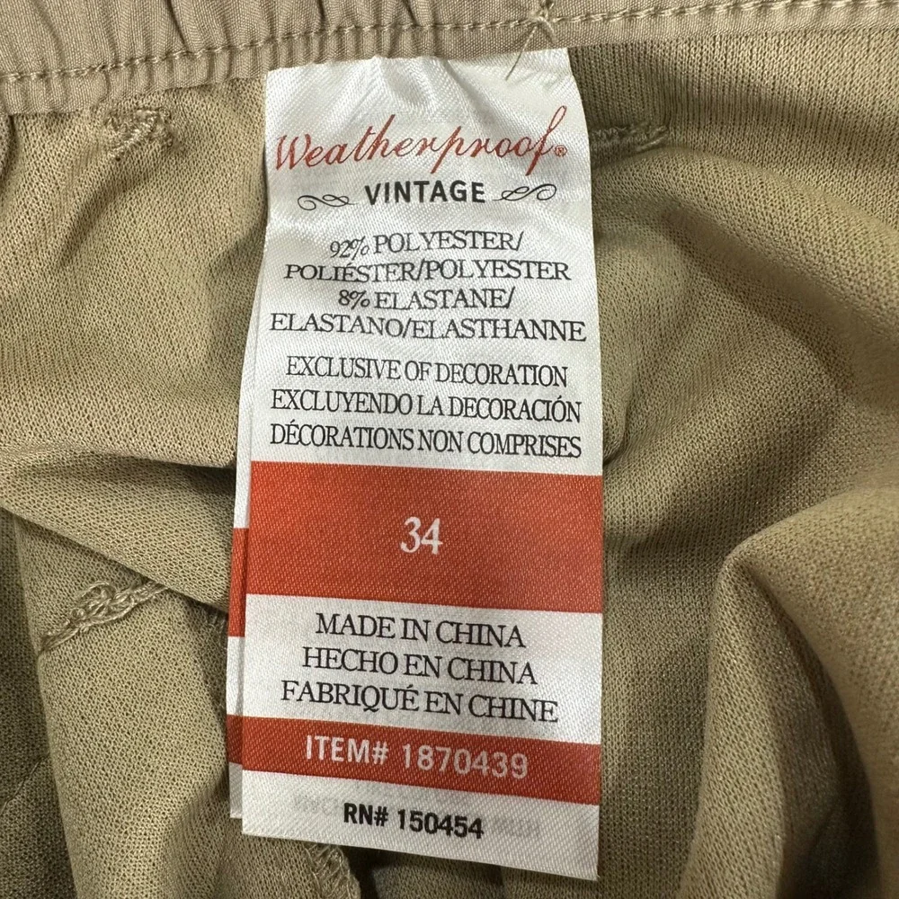 Weatherproof Vintage Men Tech Short 34 Tan Performance Active Stretch UPF 50 NWT